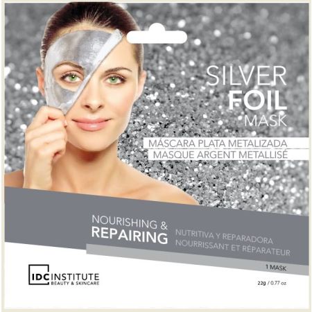 Idc Institute Mascarilla Silver Foil Mask Mascarilla facial nutritiva y reparadora efecto plata metalizada