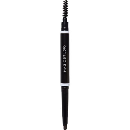 Magic Studio Double Eyebrow Pencil + Brush Delineador de ojos de punta triangular con cepillo para definir y rellenar las cejas