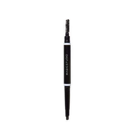 Magic Studio Double Eyebrow Pencil + Brush Delineador de ojos de punta triangular con cepillo para definir y rellenar las cejas