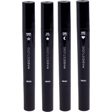Magic Studio Eyeliner & Tattoo Seal Delineador de ojos líquido con punta doble fina y un sello con forma para sacar tu lado más creativo 1 ud