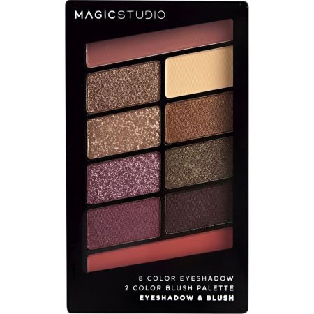 Magic Studio Eyeshadow & Blush Paleta Paleta de sombras de ojos y colorete tonos mates satinados y metalizados 10 tonos