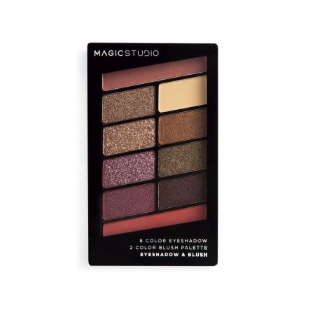 Magic Studio Eyeshadow & Blush Paleta Paleta de sombras de ojos y colorete tonos mates satinados y metalizados 10 tonos