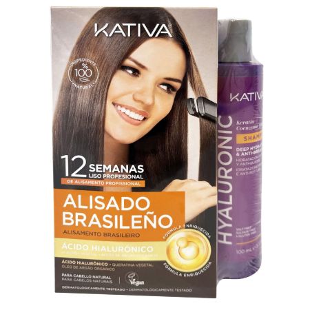 Kativa Alisado Brasileño + Champú Pack regalo alisado profesional restaura el brillo hidrata hasta 12 semanas de duración