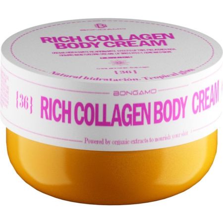 Bongamo Rich Collagen Body Cream Crema corporal de textura ligera hidrata y mejora la firmeza y elasticidad con aroma fresco y cítrico 200 ml