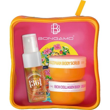 Bongamo Rich 36 Mini Neceser Set corporal ideal para mantener la piel cuidada y perfumada incluso fuera de casa con aroma floral y frutal