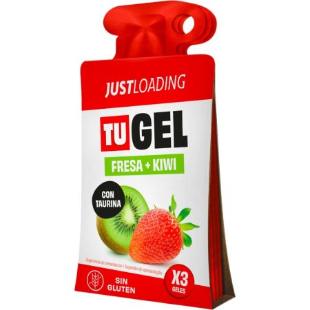 Justloading Tu Gel Fresa+Kiwi Complemento Alimenticio Gel energético aporta energía durante el entrenamiento y retrasa la aparición de fatiga 30 gr