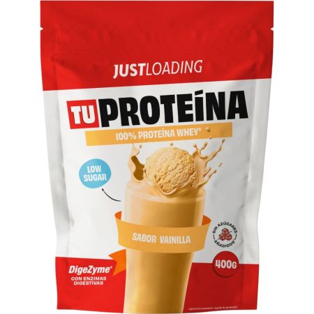 Justloading Tu Proteína Sabor Vainilla Complemento Alimenticio Complemento alimenticio favorece el crecimiento muscular y apoyar la recuperación tras el ejercicio 400 gr