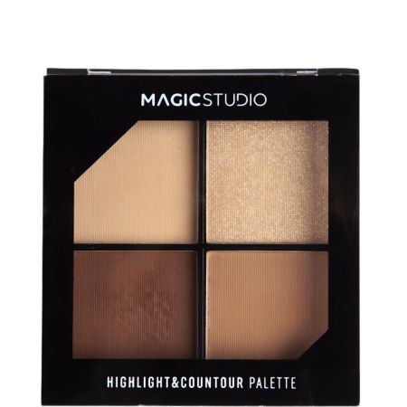 Magic Studio Highlight & Countour Paleta Paleta de iluminador y contorno para iluminar y resaltar el rostro 4 tonos