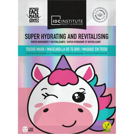Idc Institute Super Hydrating And Revitalising Mascarilla Mascarilla facial vegana de tela hidratante y revitalizante para una piel radiante