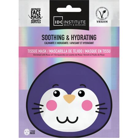 Idc Institute Soothing & Hydrating Mascarilla Mascarilla facial vegana de tela calmante e hidratante para piel tersa y suave