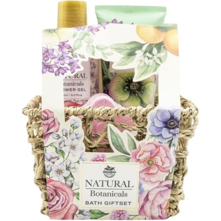 Becasan Nature Natural Botanicals Bath Giftset Cesta Rutina de baño relajante para cuidado corporal