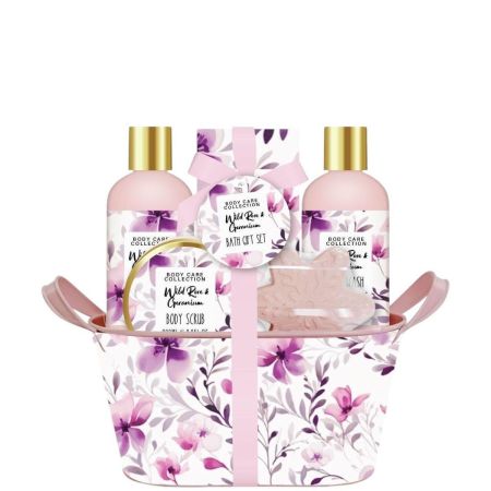 Becasan Nature Cesta Metálica Wild Rose Rutina de baño relajante para cuidado corporal