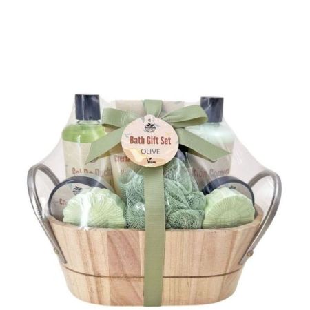 Becasan Nature Cesta De Madera Oliva Esencial Rutina de baño relajante para cuidado corporal