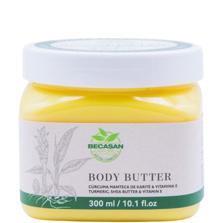 Becasan Nature Body Butter Cúrcuma Manteca De Karité & Vitamina E Crema corporal con beneficios antioxidantes antiinflamatorios y regeneradores 300 ml