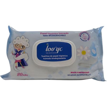 Lov'Yc Toallitas De Papel Higiénico Húmedo Biodegradable Toallitas de papel higiénico húmedo para wc de tejido suave y delicada formulación con tapa 80 uds
