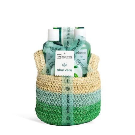 Idc Institute Aloe Vera Cesta Set de ducha hidratante y calmante para una piel suave y regenerada