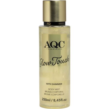Aqc Fragances Glow Touch Body Mist Body mist ligero y refrescante con partículas doradas para una piel con resplandor cautivador 250 ml