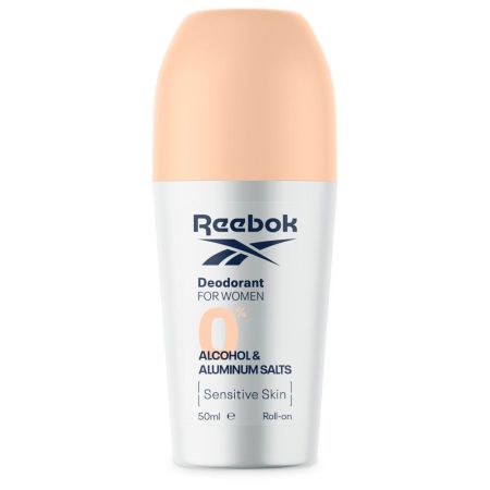 Reebok 0% Alcohol & Aluminum Salts Desodorante Roll-On Desodorante sin alcohol ofrece protección efectiva contra olores 24 horas 50 ml