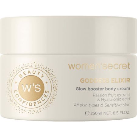 Women'Secret Beauty Confidences Goddess Elixir Glow Booster Body Cream Crema corporal nutre e hidrata con extracto de fruta de la pasión y manteca de karité 250ml