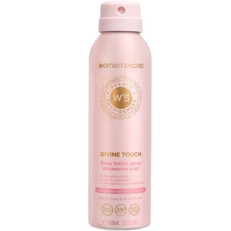 Women'Secret Beauty Confidences Divine Touch Body Lotion Spray Loción corporal perfumada de textura ligera y sedosa ofrece hidratación intensa con aroma floral afrutado 150 ml