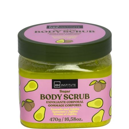 Idc Institute Aguacate Y Jojoba Exfoliante Corporal De Azúcar Exfoliante corporal elimina impurezas ofreciendo suavidad y frescura para una piel sedosa en cada ducha 450 gr