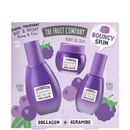 The Fruit Company Blueberries Collagen Day & Night Facial Treatment Estuche Set de cuidado facial con ingredientes estrella luce una piel fresca radiante e hidratada lista para brillar