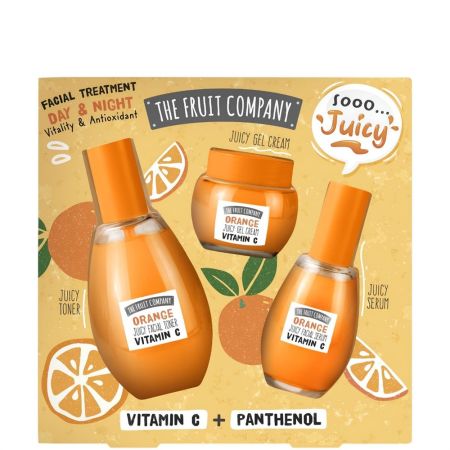 The Fruit Company Orange Vitamin C Day & Night Facial Treatment Estuche Set de cuidado facial con ingredientes estrella luce una piel fresca radiante e hidratada lista para brillar
