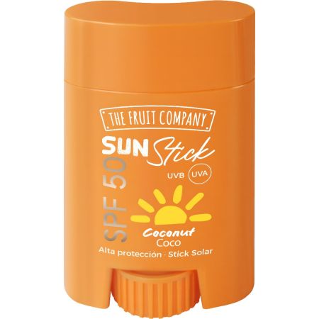 The Fruit Company Invisible Sun Stick Solar Spf 50 Stick solar facial y corporal con aromas frutales resistente al agua para toda la familia 20 gr