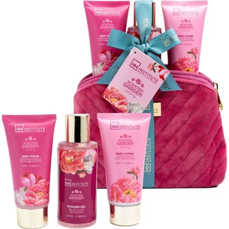 Idc Institute Peony Scented Garden Set Neceser Set de baño reutilizable y relajante ideal para regalar mima tu piel con delicioso aroma a peonía