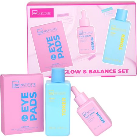 Idc Institute Glow & Balance Estuche Set de cuidado facial hidratante equilibra y revitaliza ofreciendo un aspecto radiante luminoso y fresco
