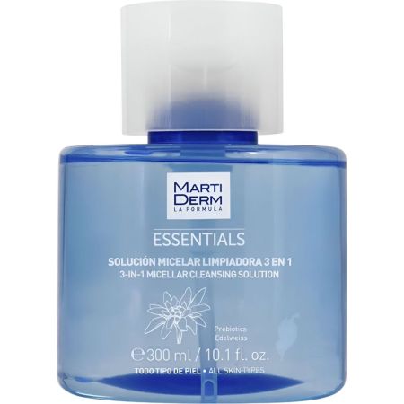 Martiderm Essentials Solucion Micelar Limpiadora 3 En 1 Solución micelar limpia y elimina las impurezas restos de maquillaje e impurezas refrescante e hidratando 300 ml