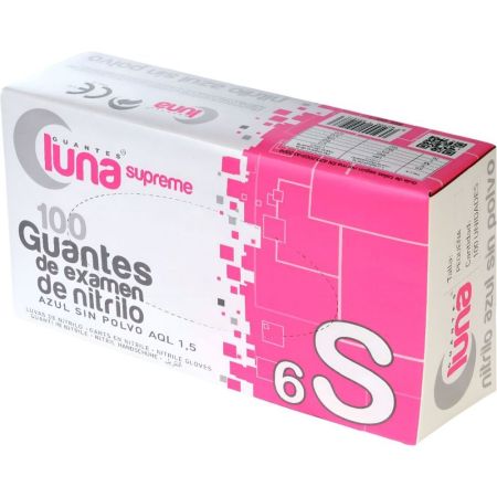 Luna Supreme Guantes De Examen De Nitrilo Talla S Guantes pequeños desechables sin latex y sin polvo aptos para alimentación 100 uds