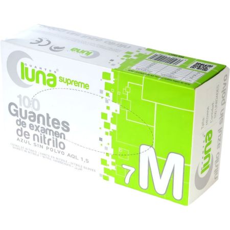 Luna Supreme Guantes De Examen De Nitrilo Talla M Guantes medianos desechables sin latex y sin polvo aptos para alimentación 100 uds