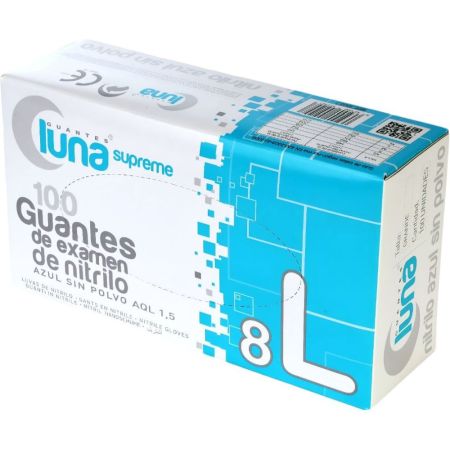 Luna Supreme Guantes De Examen De Nitrilo Talla L Guantes grandes desechables sin latex y sin polvo aptos para alimentación 100 uds