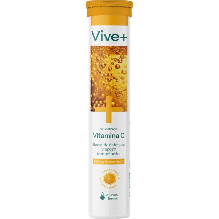 Vive+ Vitamina C Complemento Alimenticio Complemento alimenticio ayuda al sistema inmune y funcionamiento de defensas con sabor naranja 20 uds