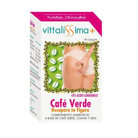 Vittalissima Café Verde Recupera Tu Figura Complemento Alimenticio Complemento alimenticio ayuda a aumentar el metabolismo y a reducir el peso corporal 40 uds