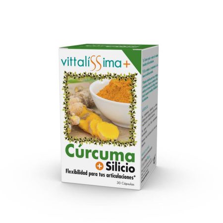Vittalissima Complemento Alimenticio Cúrcuma + Silicio Complemento alimenticio ayuda a la flexibilidad de las articulaciones 30 uds