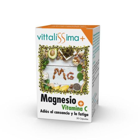 Vittalissima Complemento Alimenticio Magnesio + Vitamina C Complemento alimenticio disminuye el cansancio y la fatiga 30 uds