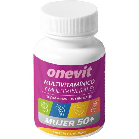 Onevit Mujer 50+ Multivitamínico Y Multiminerales Complemento alimenticio para mujeres contribuye al funcionamiento cognitivo con vitaminas y minerales 45 uds