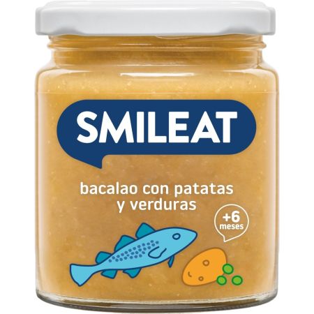 Smileat Tarrito Bacalao Con Patatas Y Verduras Tarrito sin gluten ni azúcar elaborado con ingredientes ecológicos para un crecimiento sano a partir de 6 meses 230 gr