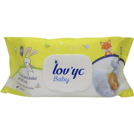 Lov'Yc Baby Toallitas Para Bebé Toallitas con tapa y aloe vera y 0% alcohol limpian suavizan e hidratan la piel