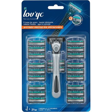 Lov'Yc Maquinilla De Afeitar Set Maquinilla para un afeitado preciso sin irritaciones 1 maquina + 21 recambios