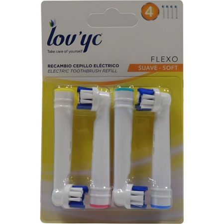 Lov'Yc Cepillo De Dientes Flexo Suave Recambio Cepillo de dientes eléctrico para una higiene dental adecuada 4 uds