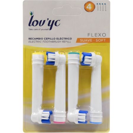 Lov'Yc Cepillo De Dientes Flexo Suave Recambio Cepillo de dientes eléctrico para una higiene dental adecuada 4 uds