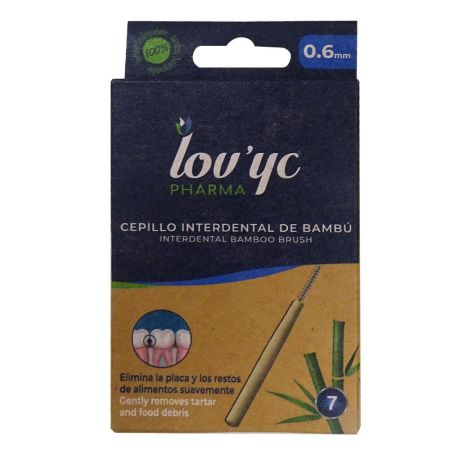 Lov'Yc Pharma Cepillo Interdental De Bambú 0,6 Mm Cepillo interdental elimina la placa y los restos de alimentos suavemente 7 uds
