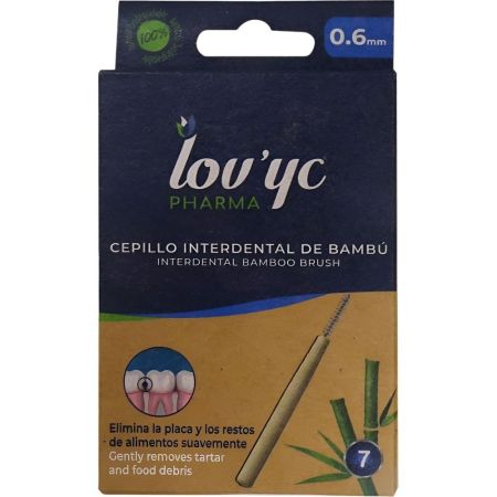 Lov'Yc Pharma Cepillo Interdental De Bambú 0,6 Mm Cepillo interdental elimina la placa y los restos de alimentos suavemente 7 uds