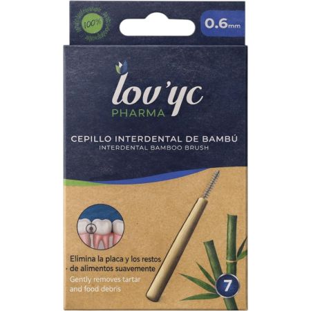 Lov'Yc Pharma Cepillo Interdental De Bambú 0,6 Mm Cepillo interdental elimina la placa y los restos de alimentos suavemente 7 uds