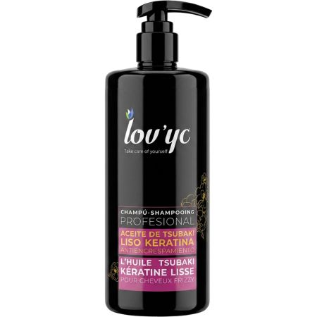 Lov'Yc Aceite De Tsubaki Champú Profesional Champú liso keratina controla el encrespado 750 ml
