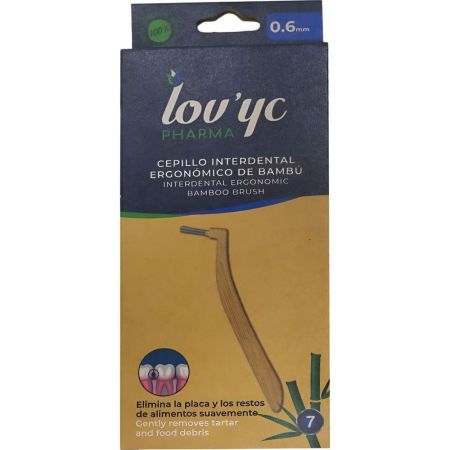 Lov'Yc Pharma Cepillo Interdental Ergonómico De Bambú 0,6 Mm Cepillo interdental con mango de bambú biodegradable 7 uds