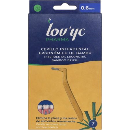 Lov'Yc Pharma Cepillo Interdental Ergonómico De Bambú Cepillo interdental con mango de bambú biodegradable 0,6 mm 7 uds